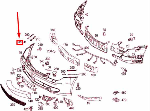MERCEDES-BENZ CLS C219 Front Bumper Right Spring Element A2198800227 NEW ORIGINAL - Image 5