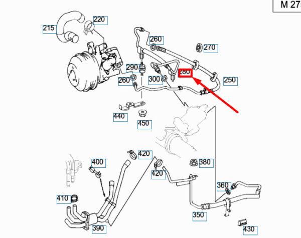 NEW MERCEDES-BENZ S W220 POWER STEERING EXPANSION HOSE LHD A2204602624 03-05 - Image 4