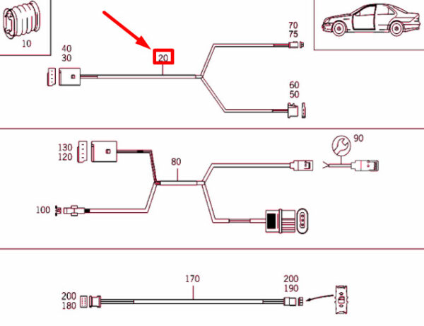 MB S W220 Front Door Exit Light Wiring Harness A2205404408 NEW ORIGINAL - Image 5