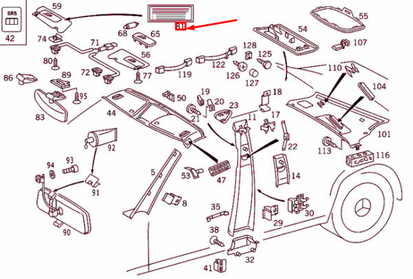NEW MERCEDES-BENZ S W140 SUN VISOR GUIDE SIGN A2208170620 ORIGINAL - Image 4