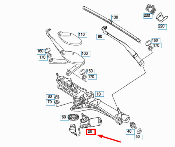 NEW MERCEDES-BENZ S W220 WINDSHIELD WIPER MOTOR A2208200742 ORIGINAL - Image 4