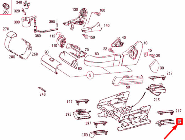 NEW MB S W220 FRONT LEFT SEAT REAR OUTSIDE COVER A22091921207E94 ORIGINAL - Image 4
