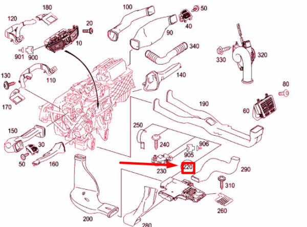 NEW MERCEDES-BENZ S W221 REAR BOTTOM LEFT AIR DUCT A2218301146 ORIGINAL - Image 4