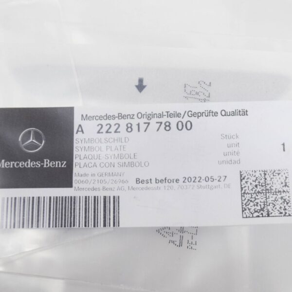 Mercedes-Benz E W213 Front Fender Symbol Plate A2228177800 NEW ORIGINAL - Image 5