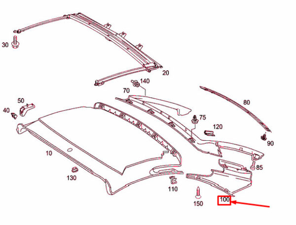 NEW MB SL R230 C-PILLAR INSIDE RIGHT TRIM A23079044457J93 - Image 4