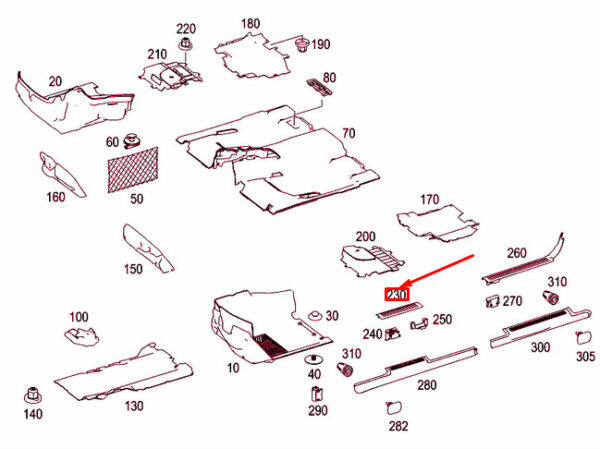 NEW MERCEDES-BENZ R W251 FRONT RIGHT SILL TRIM RAIL A25168601369051 ORIGINAL - Image 4