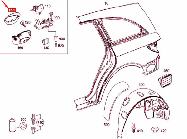 NEW MERCEDES-BENZ R W251 REAR FENDER TANK RECESS PANNELING A2517570106 ORIGINAL - Image 4