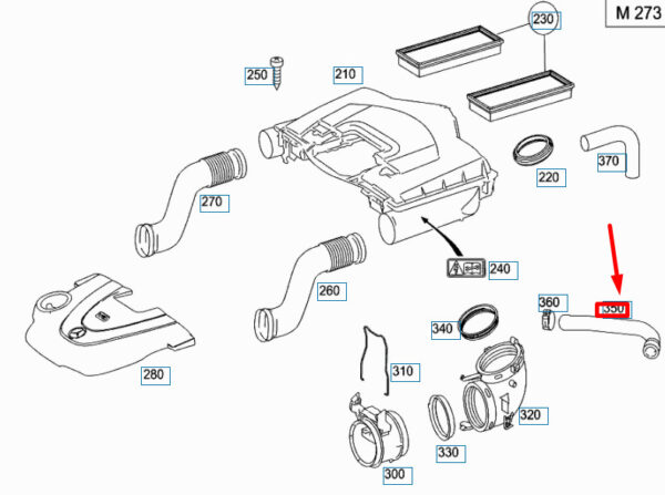 NEW MB ML W164 THROTTLE VENTILATION CRANKCASE HOSE A2720180682 ORIGINAL - Image 4
