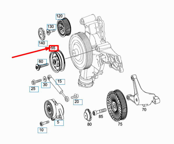 NEW MB C W204 BELT TENSIONER AND WATER PUMP GUIDE PULLEY A2722021419 ORIGINAL - Image 4