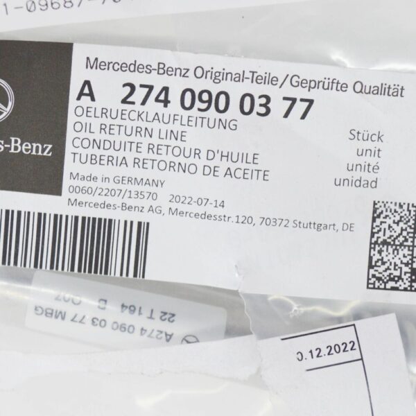Mercedes-Benz C W204 Oil Return Line A2740900377 NEW