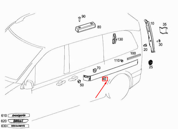NEW MERCEDES-BENZ VITO W447 LEFT SLIDING DOOR RAIL TRIM A4476900270 - Image 4