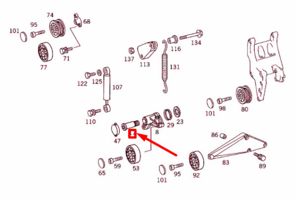 NEW MB S W140 TIMING COVER TIGHTENER LEVER BEARING JOURNAL A6062020120 ORIGINAL - Image 4