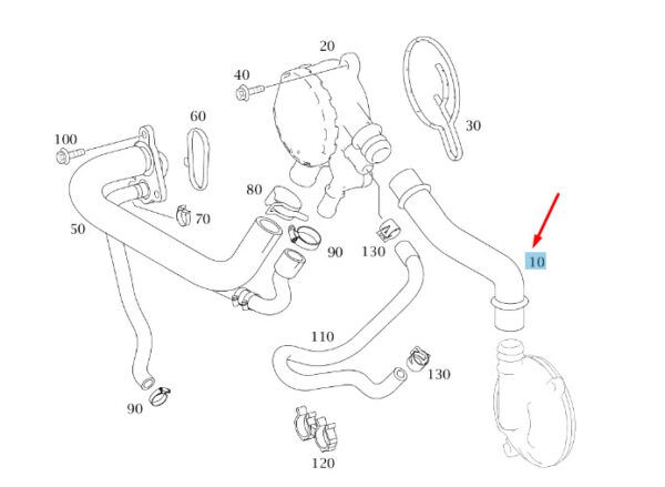 NEW MB ML W164 CRANKCASE COVER / PRESSURE CONTROL VALVE HOSE A6290180582 - Image 4