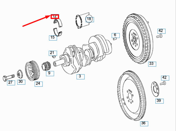 NEW MERCEDES-BENZ ML W164 MAIN BEARING UPPER HALF A642033220154 ORIGINAL - Image 4