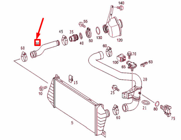 NEW MERCEDES-BENZ SPRINTER W903 TURBO INTERCOOLER HOSE RIGHT A9015285482 - Image 4