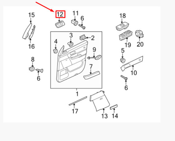 LR Range Rover Sport L320 Door Handle Inside Front Left FVC500350WWE NEW ORIGINAL - Image 3