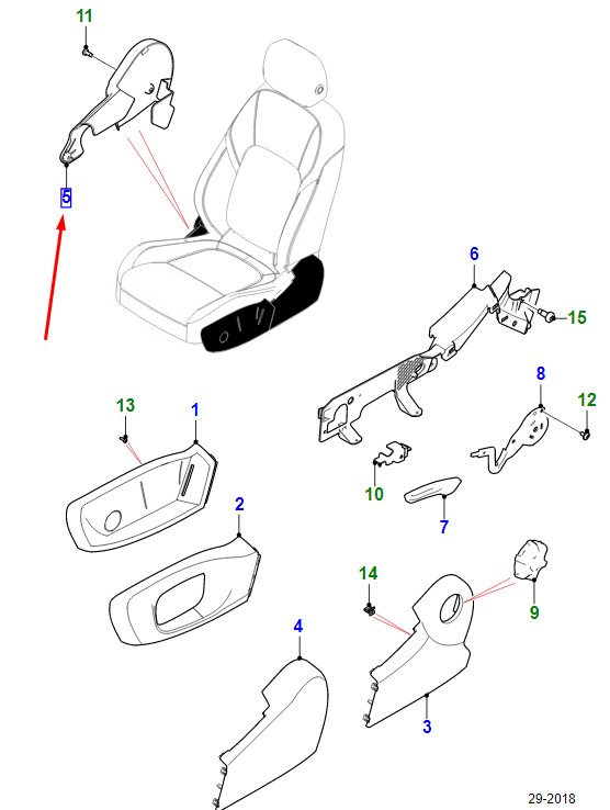 Jaguar E-PACE X540, seat cover front right, inside, J9C3844LKP, original part 1 J9C3844LKP