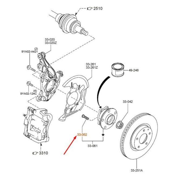 KD3533062 MAZDA CX-5 MK2 Front Wheel Hub Bolt KD3533062 NEW GENUINE