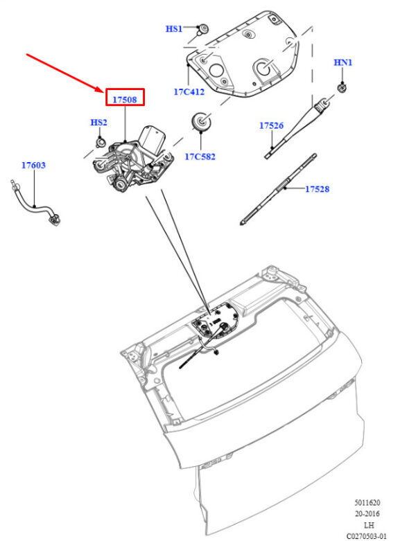 LR RANGE ROVER EVOQUE L538 rear windshield wiper motor LR024226 NEW ORIGINAL - Image 3
