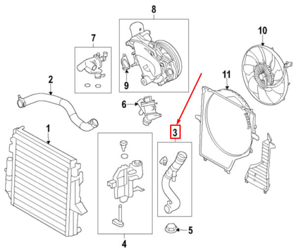 LR DISCOVERY V L462 Lower Engine Coolant Hoses LR034625 NEW GENUINE