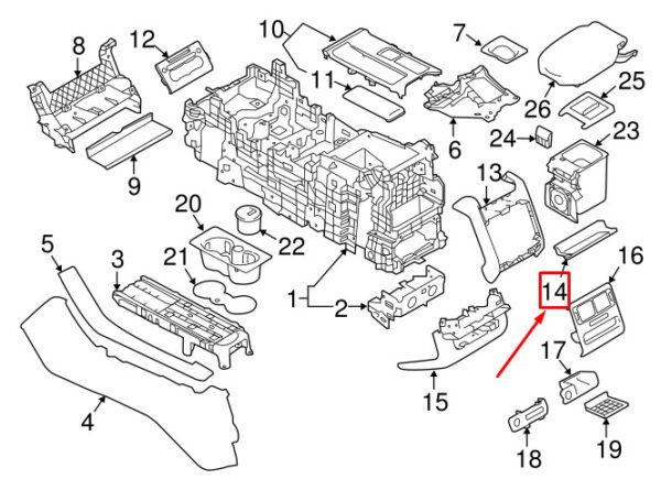 LR RANGE ROVER SPORT L494 Centre Console Rear Panel Mat LR055398 NEW GENUINE - Image 3