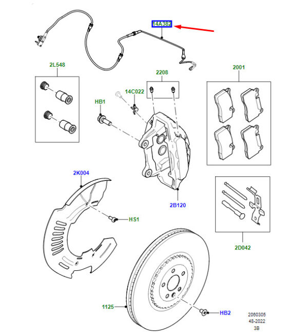 LR Range Rover Velar L560 brake lining wear wire front LR116957 NEW ORIGINAL - Image 3