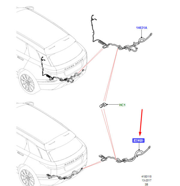 RR Range Rover Velar L560 Trailer Clutch Wiring LR121099 New Original - Image 3