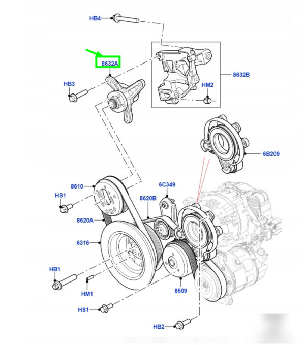 Land Rover Range Rover IV L405 Fan Belt Mount LR121782