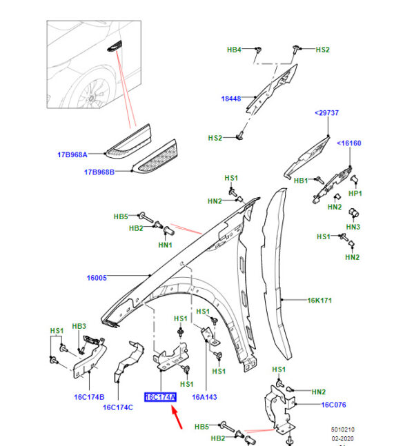 RR Range Rover Velar L560 fender mount front left LR128474 NEW ORIGINAL - Image 3