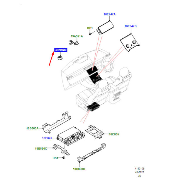 Microphone for Land Rover Range Rover Velar L560, LR129342, Original Part - Image 3