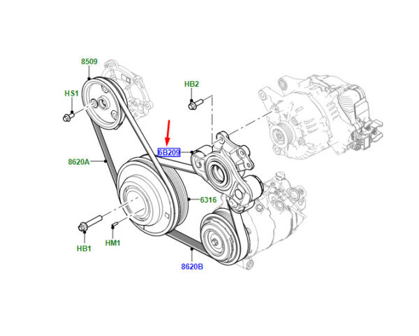Belt tensioner for Land Rover Range Rover Velar L560, LR170967, original part - Image 3