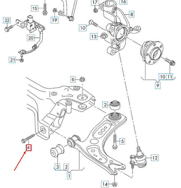 AUDI Q2 Front Axle Control Arm Hex Bolt N10640501 NEW ORIGINAL - Image 4