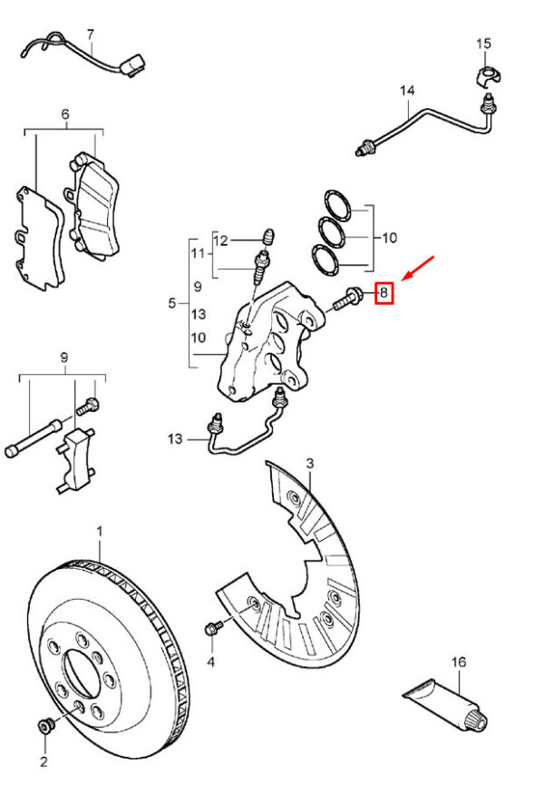 New Porsche Cayenne 9PA Front Brake Caliper Bolt N90685403 Genuine