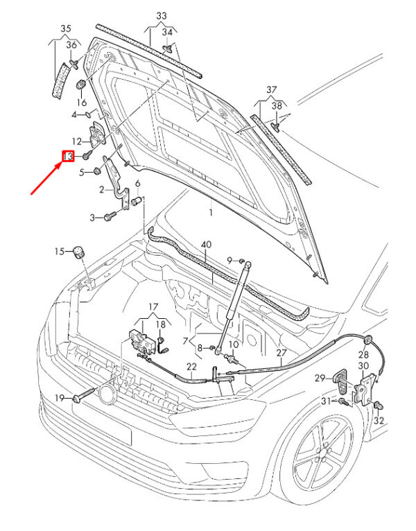 New VW GOLF SPORTSVAN MK7 Front Bonnet Lock Bolt N90820401 Genuine - Image 4