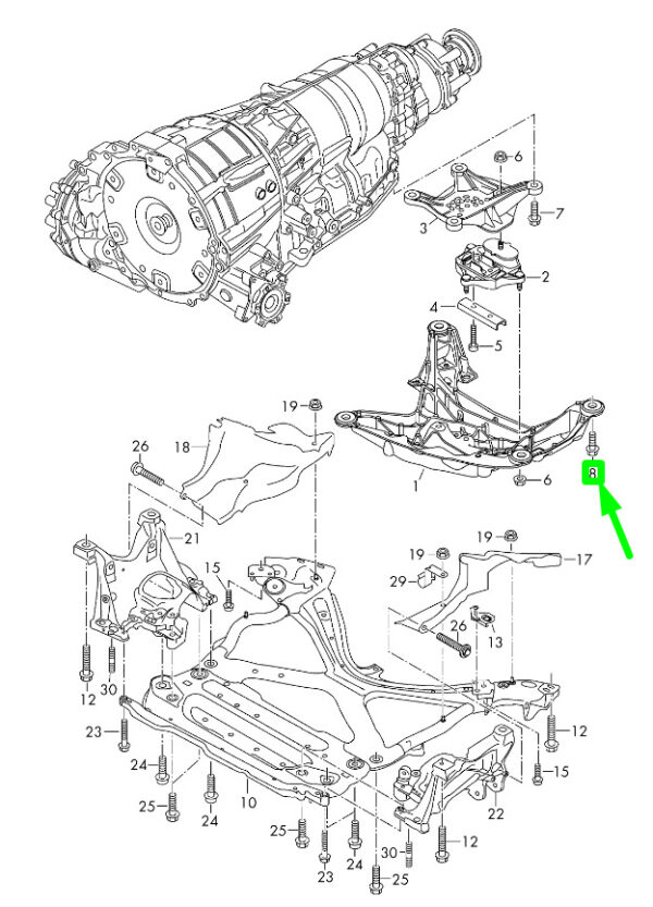 Audi A4 B9 transmission bracket cross beam screw N91209701 NEW ORIGINAL - Image 4