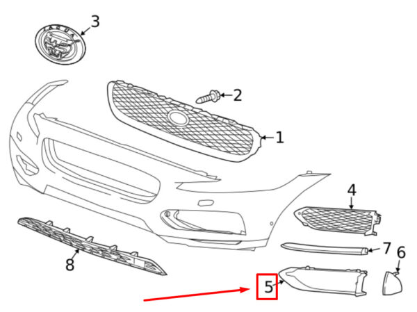 JAGUAR F-PACE X761 FRONT RIGHT BUMPER GRILL T4A6215 NEW GENUINE - Image 3