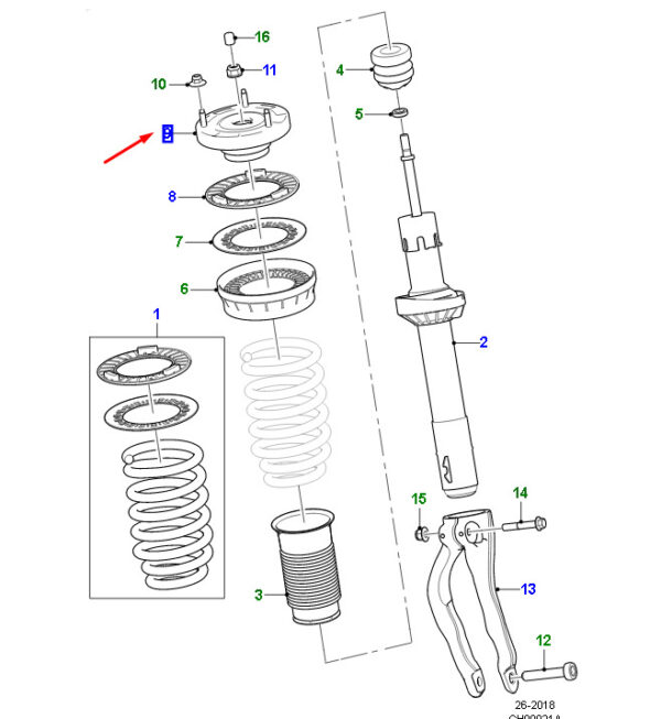 Jaguar F-PACE X761 Front Spring/Damper Mount T4N7363, Original Part - Image 3