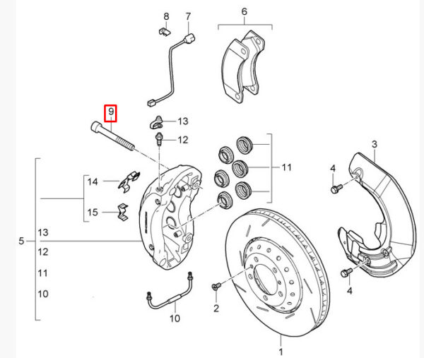 New Porsche Cayenne 92A Front Brake Caliper Bolt WHT004572 Genuine