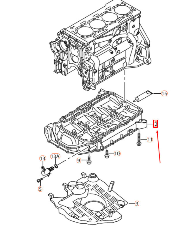 NEW VOLKSWAGEN JETTA A6 MK6 UPPER ENGINE OIL SUMP 06K103603BC ORIGINAL - Image 3