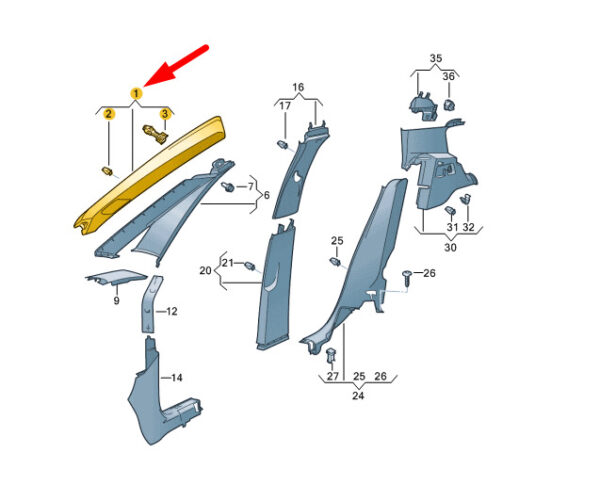 NEW VW ID.3 E11 RIGHT UPPER A PILLAR TRIM 10A867234C4PK ORIGINAL - Image 3