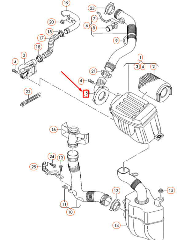 NEW OEM VOLKSWAGEN CADDY 2K AIR FILTER ELBOW 1K0129610B GENUINE - Image 3