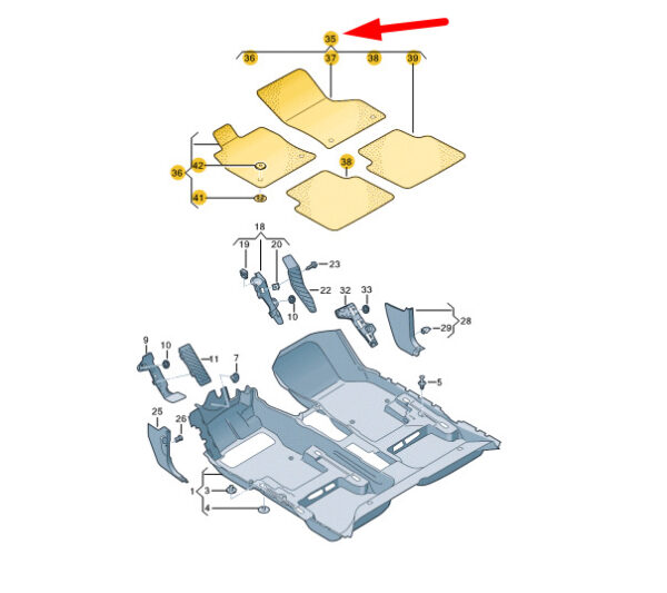 NEW VW T-ROC A11 CABRIO FRONT AND REAR FLOOR MAT SET RHD 2GR863011EUN ORIGINAL - Image 3