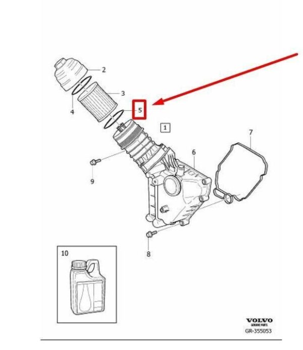 VOLVO C30 Guarnizione filtro olio motore inferiore Originale 30640790