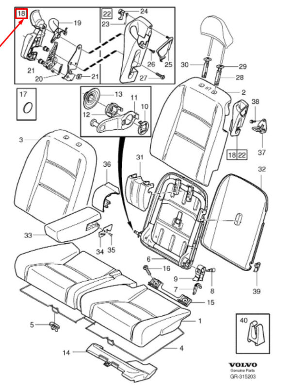 Volvo C30 rear seat back lock right 30662525 NEW ORIGINAL