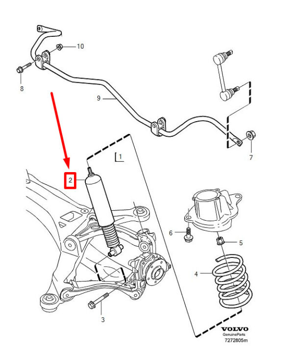 Volvo V70 MK2 rear right shock absorber 30681745 NEW REAL - Image 3