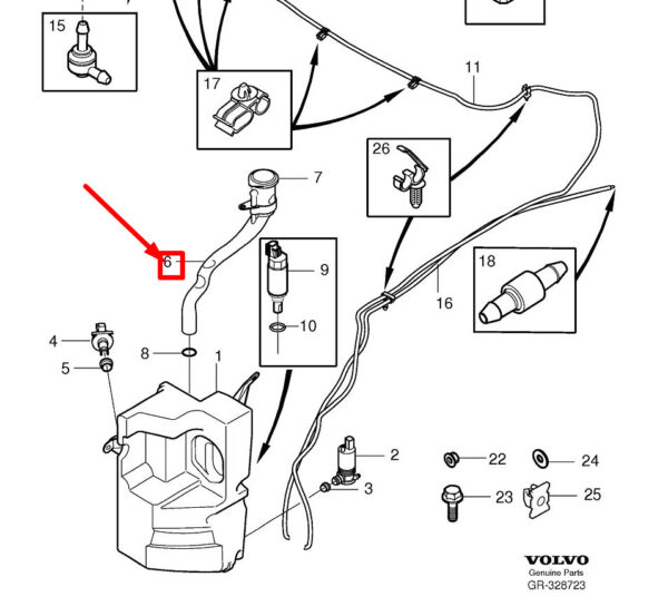 VOLVO XC60 MK1 WASHER FLUID FILLER PIPE 30784333 NEW GENUINE - Image 3