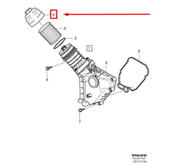 Volvo C30 oil filter housing cover 30788489 NEW ORIGINAL - Image 5
