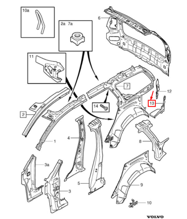 Volvo V50 MW side part filler rear left 31214593, original part - Image 3