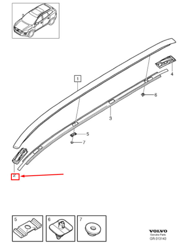 Volvo XC60 roof rail gasket front right 31217526 NEW ORIGINAL - Image 3