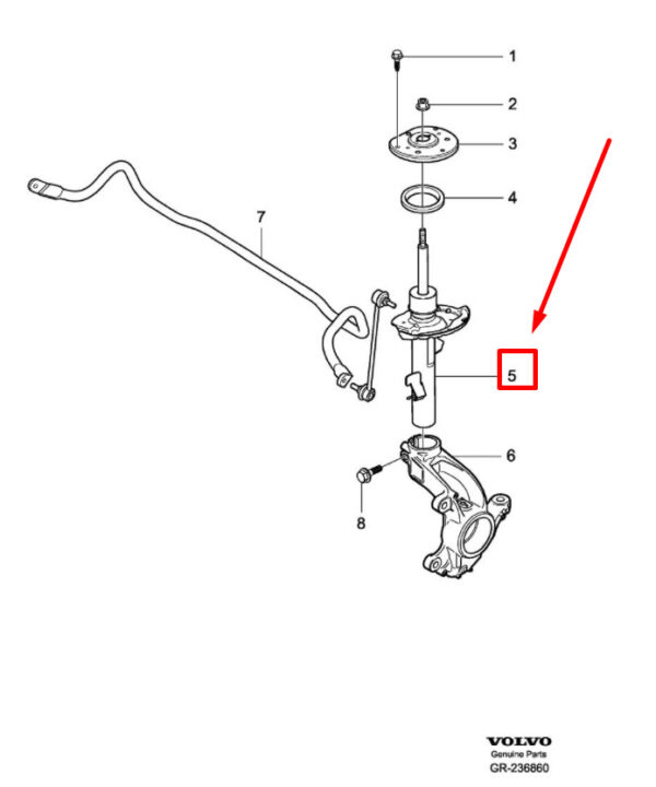 VOLVO S60 MK2 FRONT RIGHT SHOCK ABSORBER 31277912 NEW GENUINE - Image 3